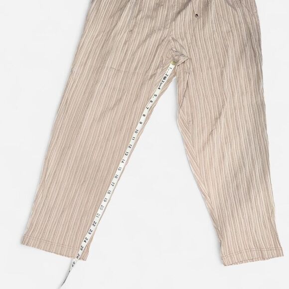 Tan Stripe Textured Lightweight Drawstring Pants - Picture 8 of 9